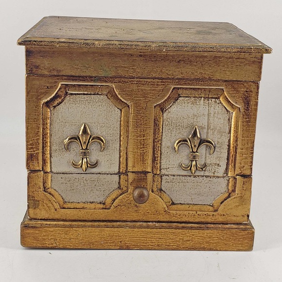 unbranded Other - Vintage hand painted tole style wood gold jewelry music box